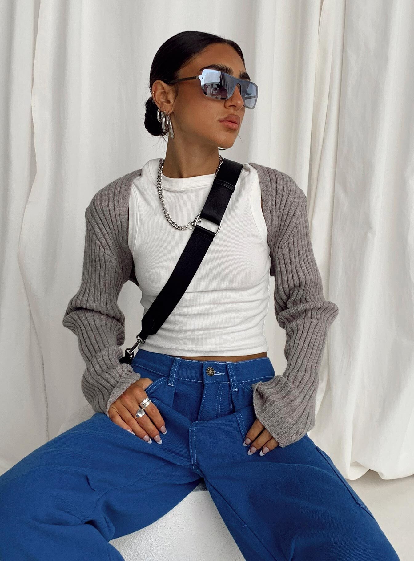 Aytan Bolero Sweater Grey Princess Polly  Cropped 