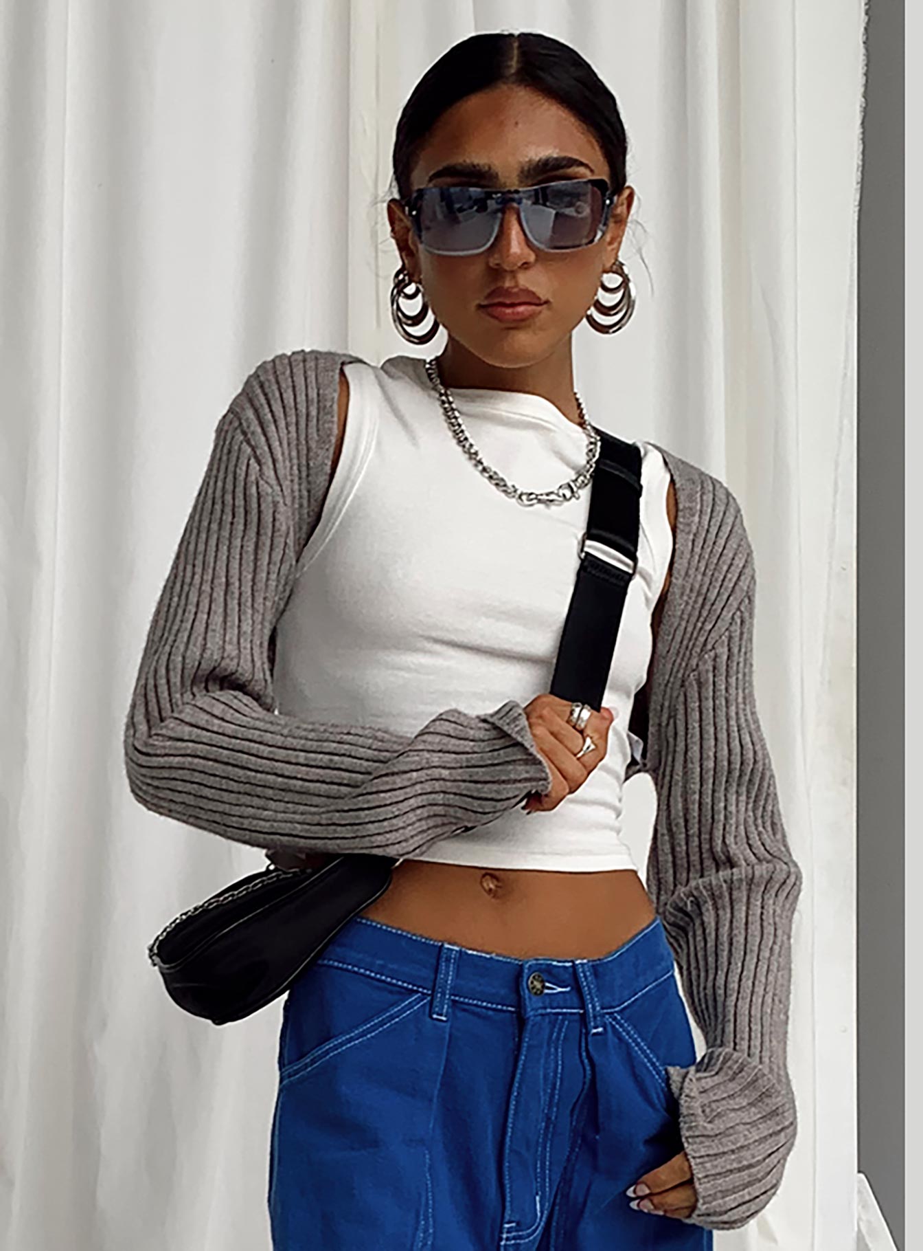 Aytan Bolero Sweater Grey Princess Polly  Cropped 