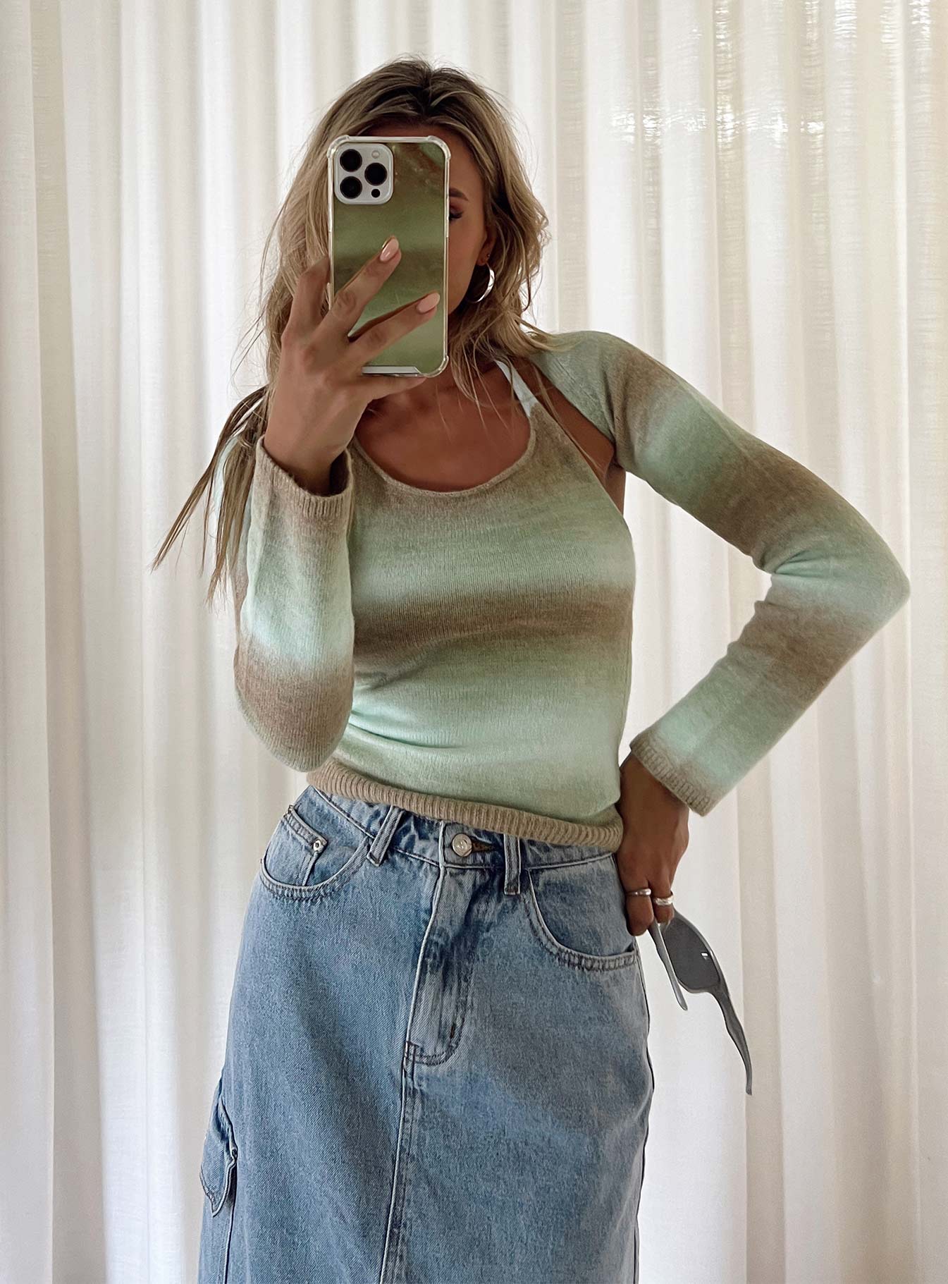 Coolara Sweater Green Princess Polly  Cropped 