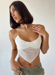 side view of model wearing Princess Polly Avalon Top White Sleeveless Scoop Neck 