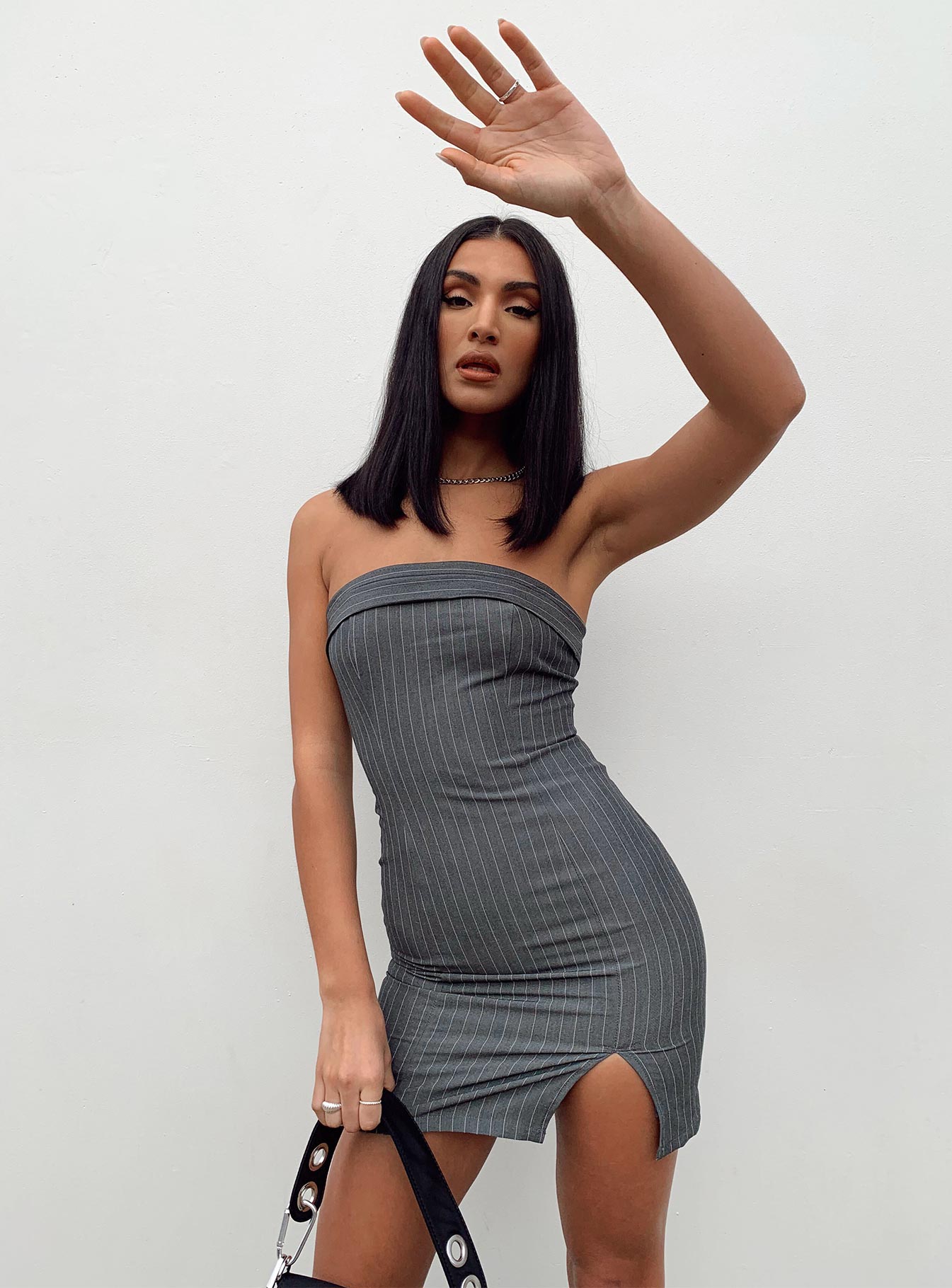 Gray mini hot sale dress