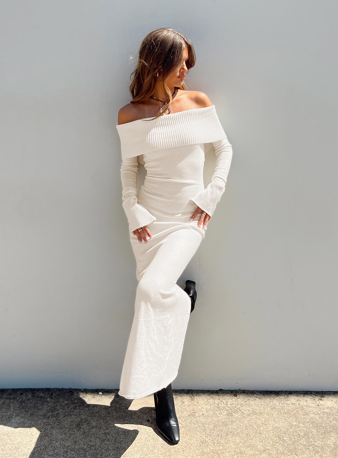 Off shoulder hotsell maxi dress white