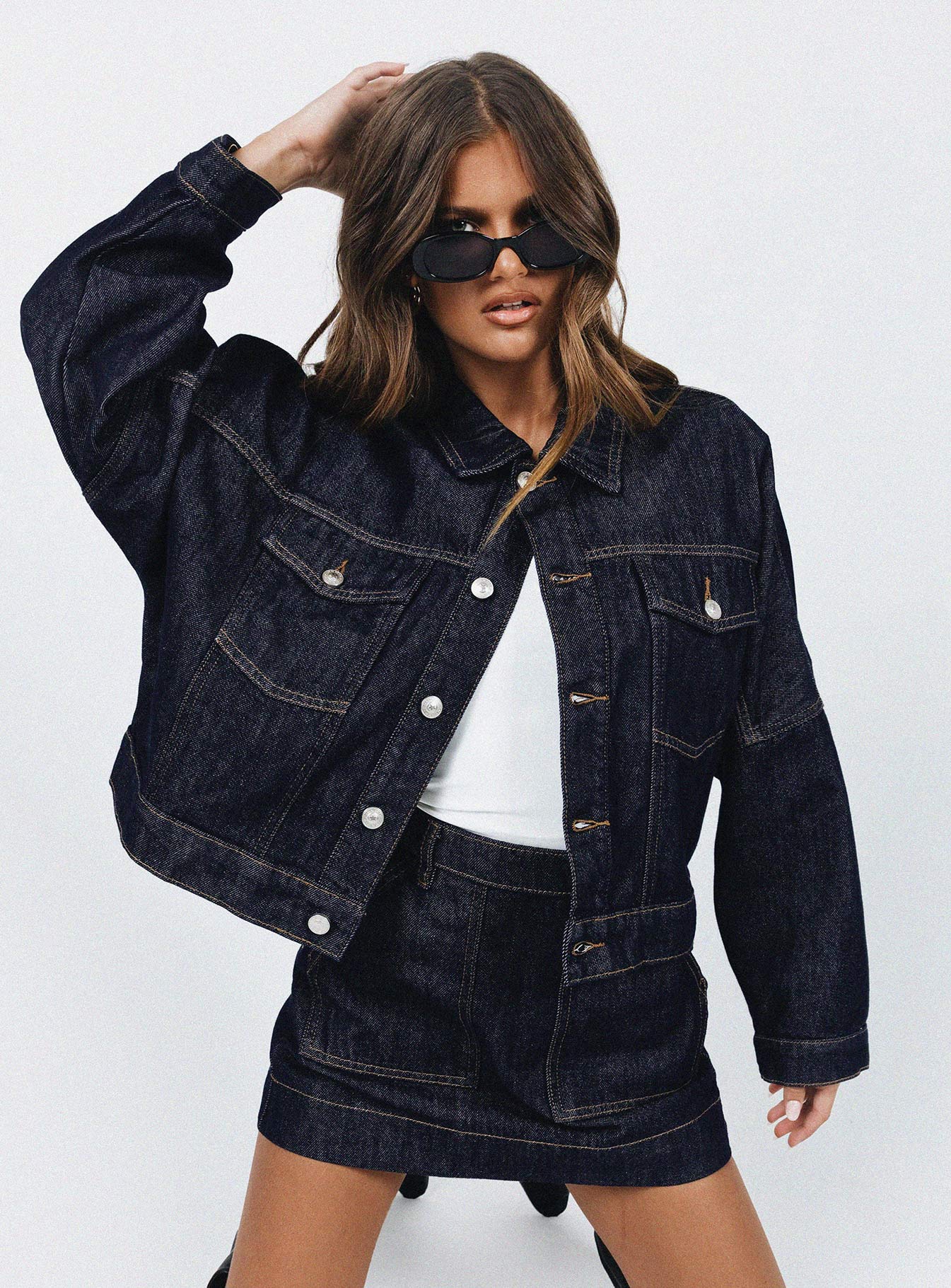 Dark best sale denim jacket