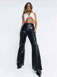 Princess Polly high-rise  Valla Faux Leather Flare Pants Black