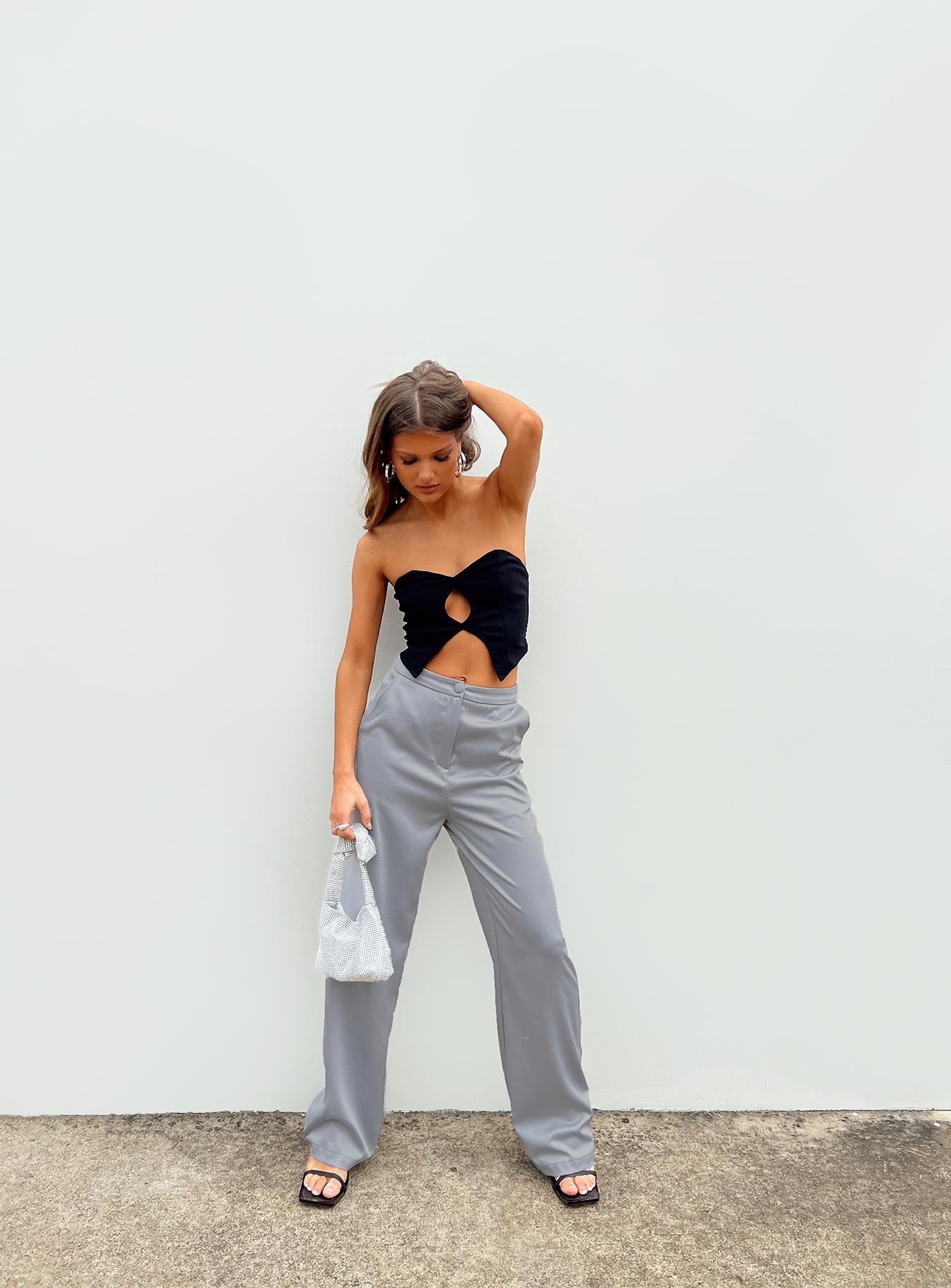 product Princess Polly High Waisted Pants  Vinnie Pants Grey