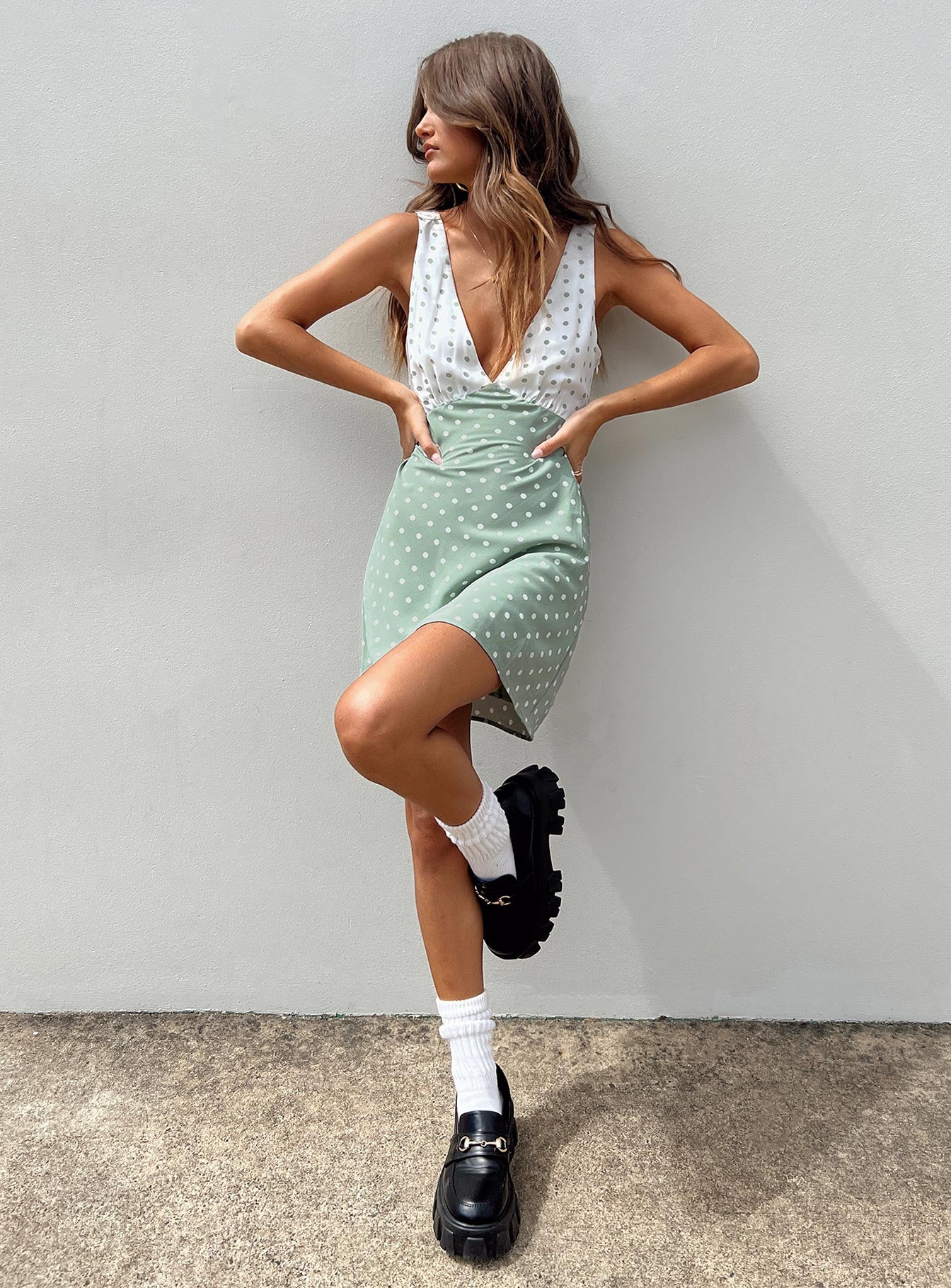 Nellie Mini Dress Mint Polka Dot | Princess Polly Nellie Mini Dress Mint Polka Dot | Princess Polly