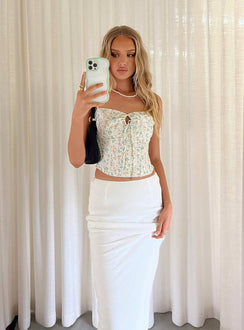 Front view of model wearing  front Jodie Maxi Skirt White Princess Polly  Midi Skirts 