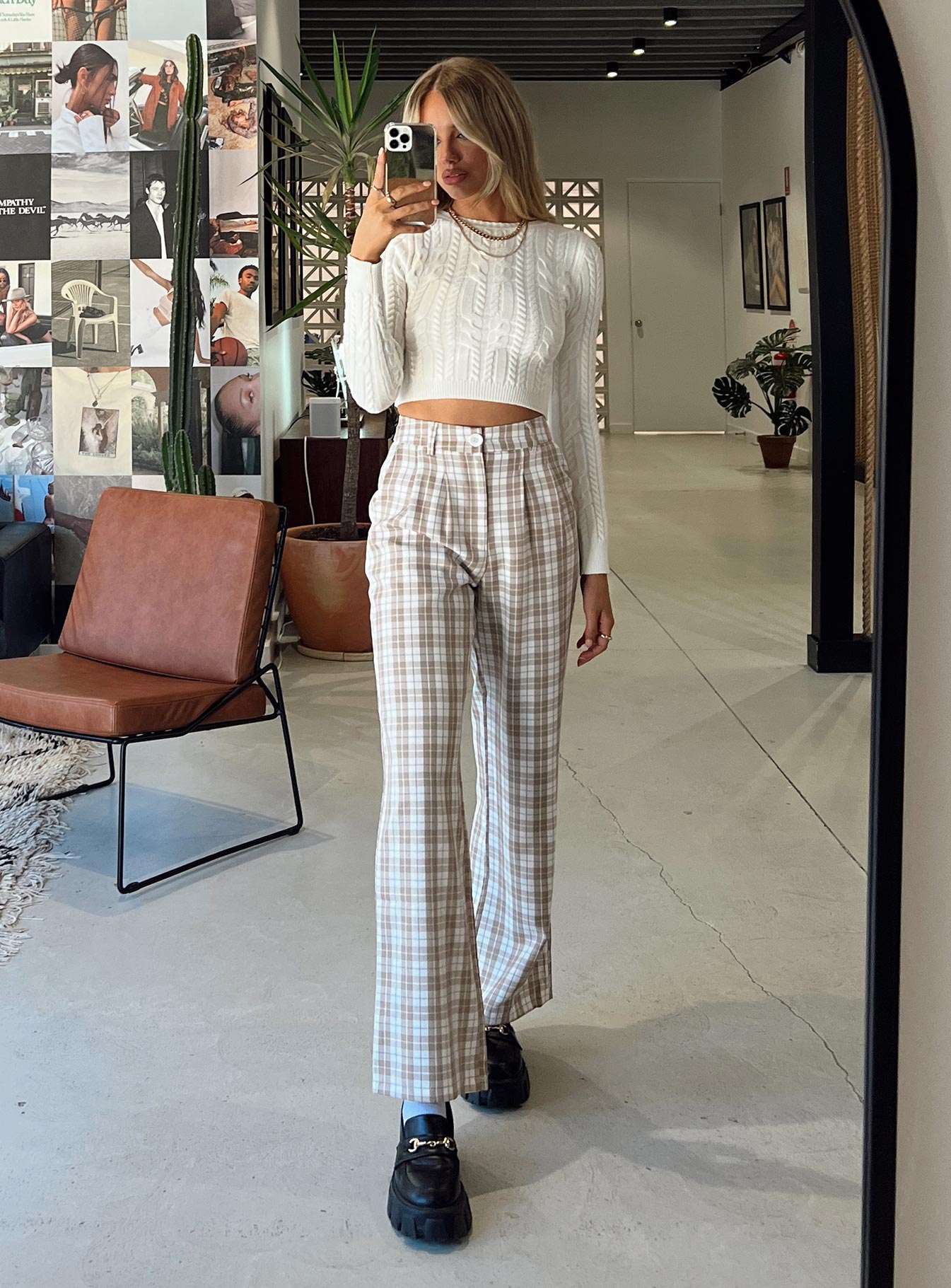 Archer Pants Beige Plaid | Princess Polly Archer Pants Beige Plaid | Princess Polly