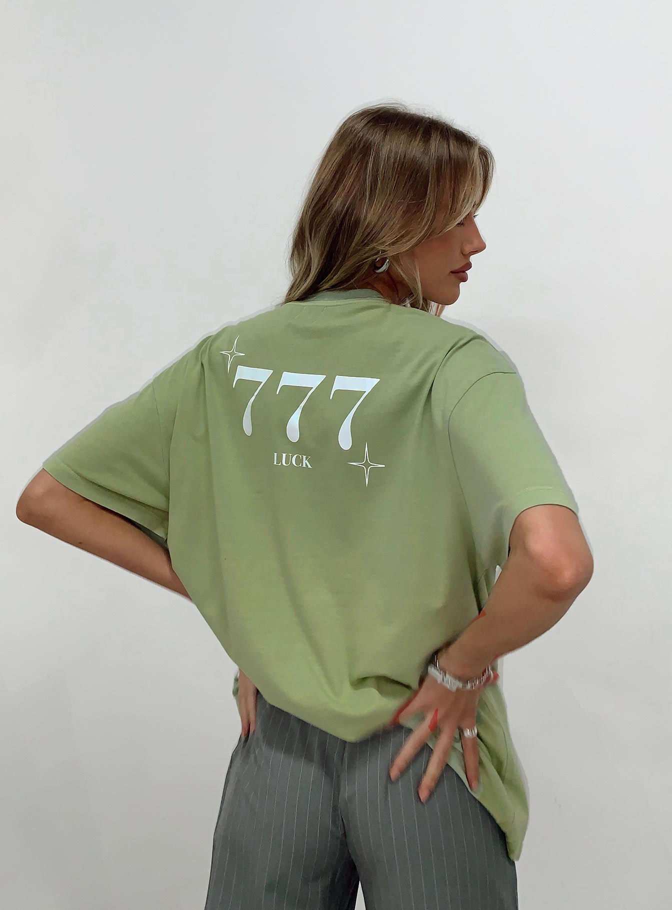 Organic 777 Luck Oversize Tee Green