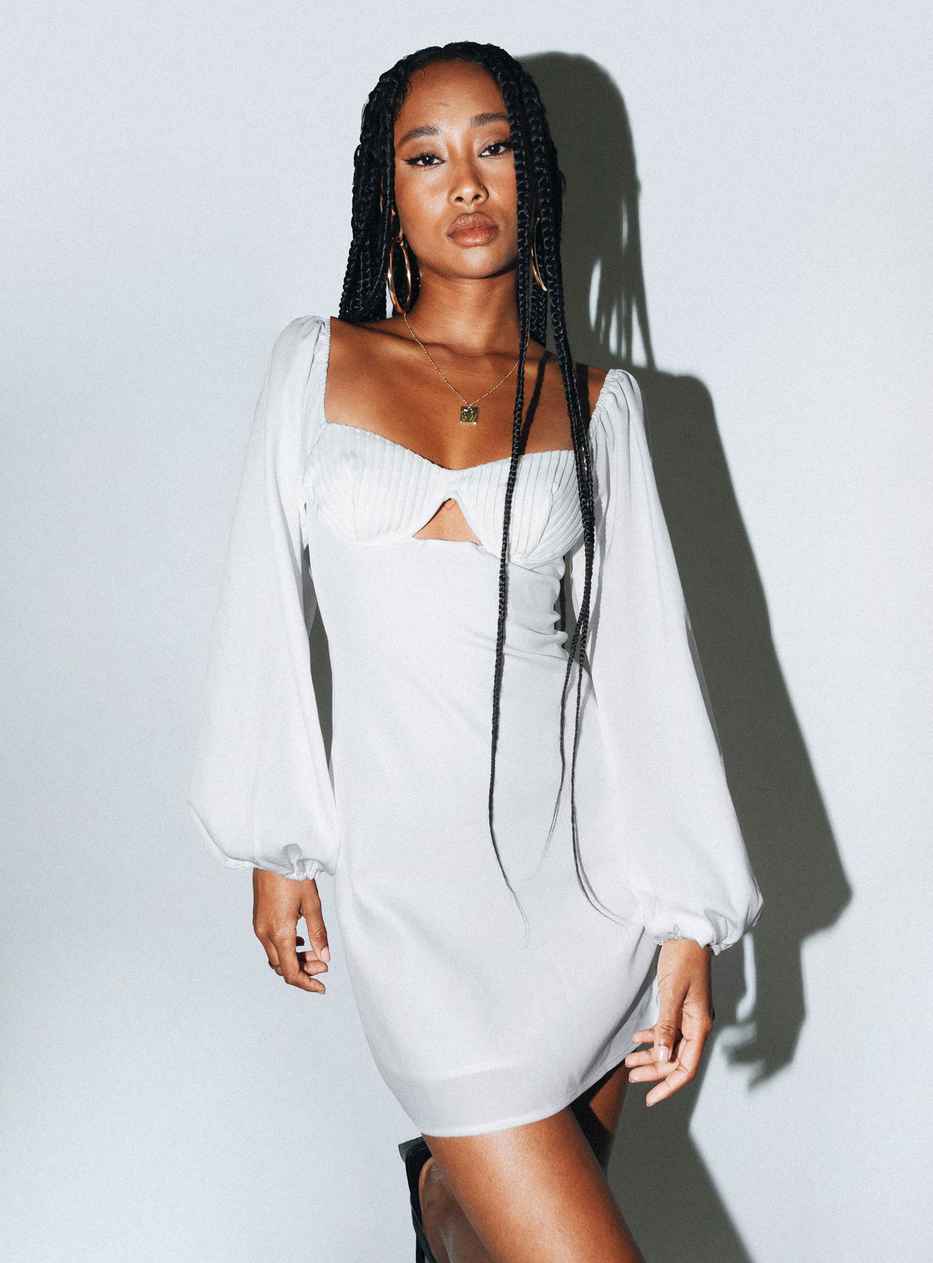 Marilee Long Sleeve Mini Dress White