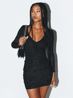 product Princess Polly Scoop Neck  Monika Long Sleeve Mini Dress Black