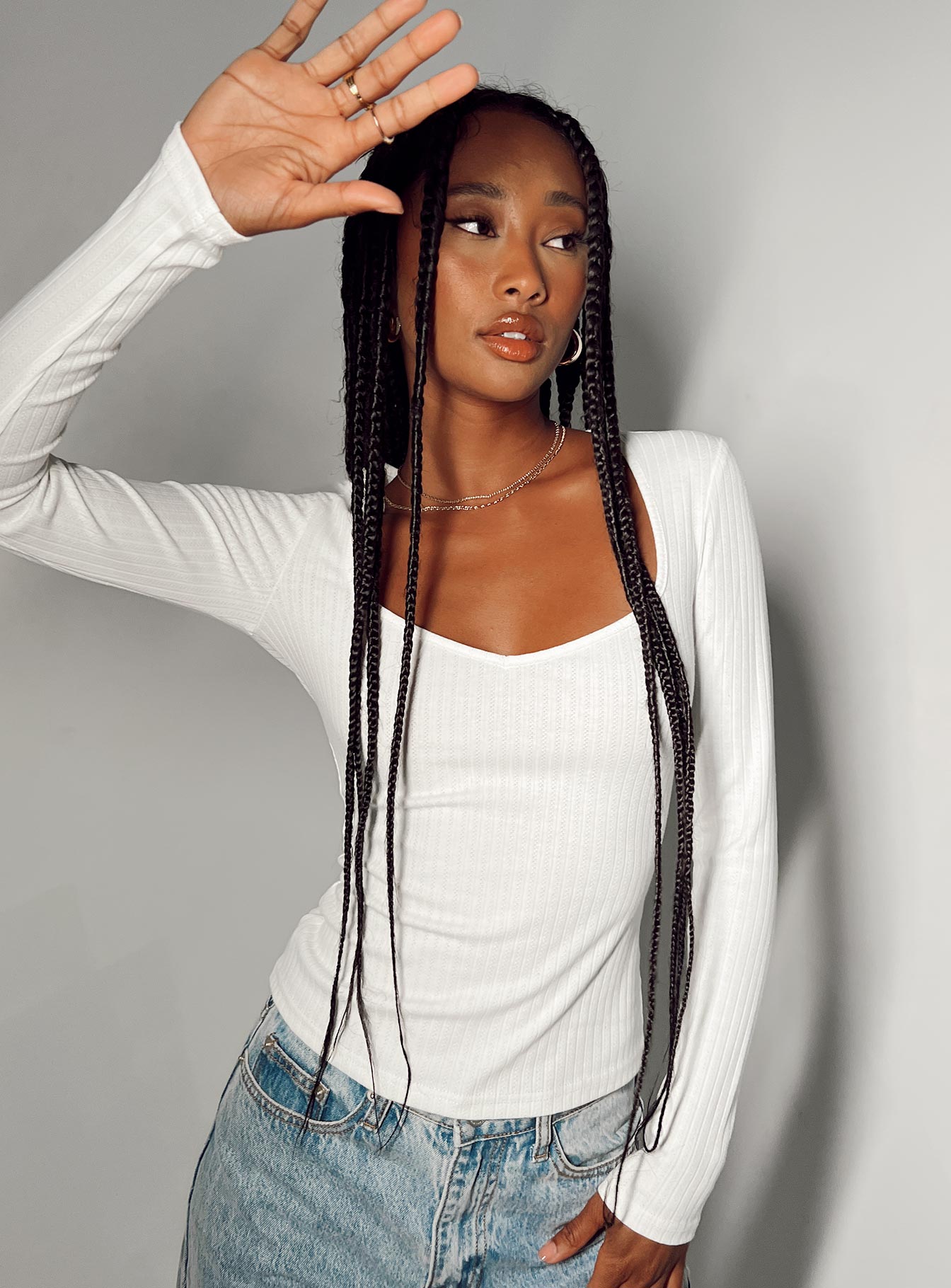 product Princess Polly Full Sleeves Crew Neck  Garcia Long Sleeve Top White