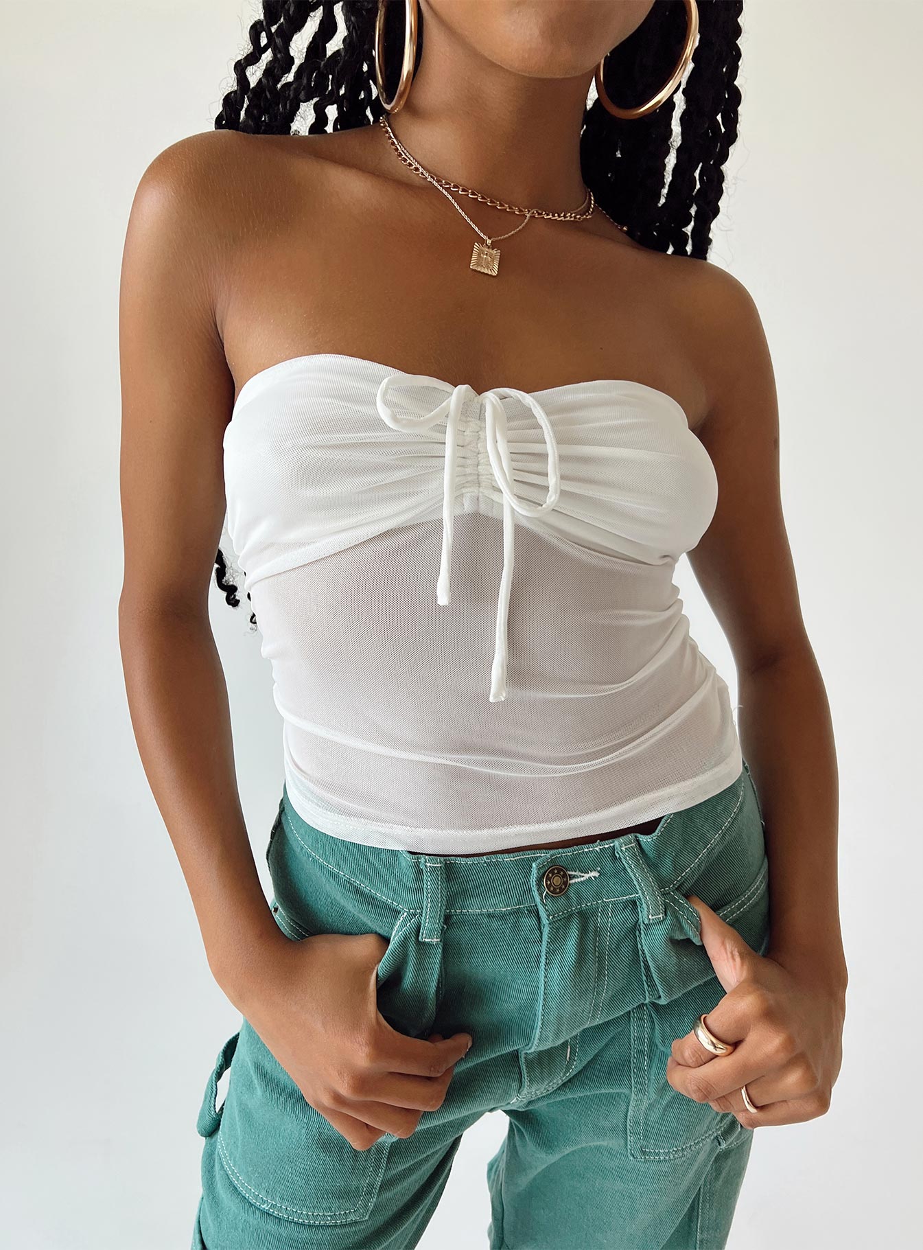 product Princess Polly Sleeveless Sweetheart  Solana Strapless Longline Top White