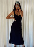 front view of model wearing Princess Polly Georgia Midi Dress Black 