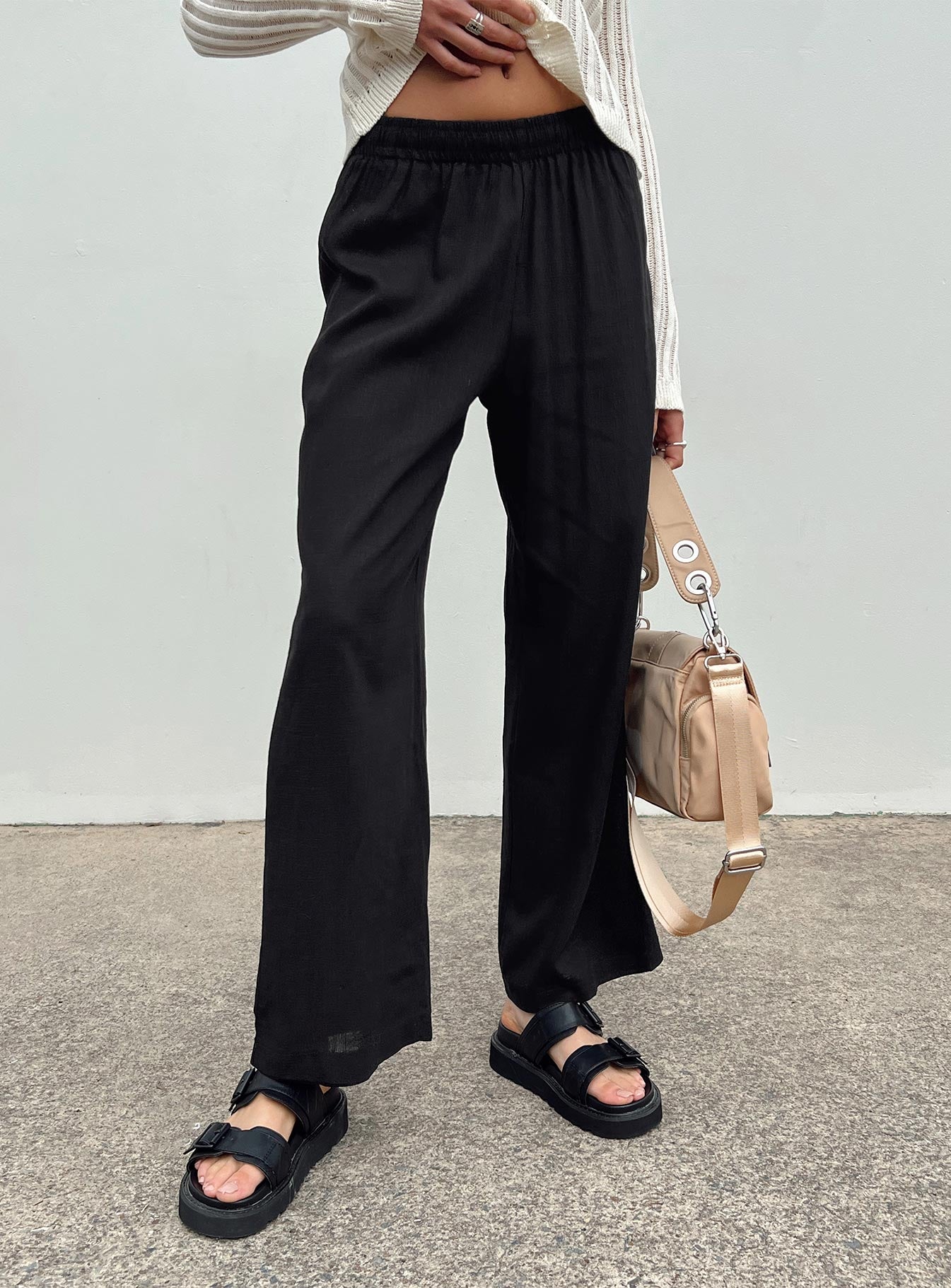 Louis linen blend pants black