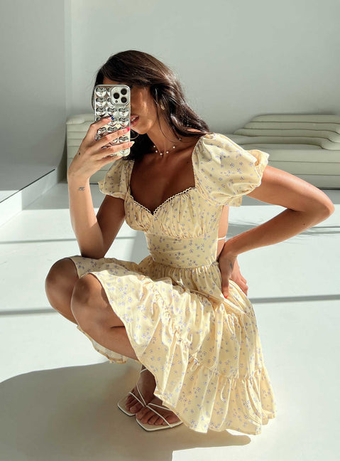 Danny Mini Dress Yellow Floral Danny Mini Dress Yellow Floral