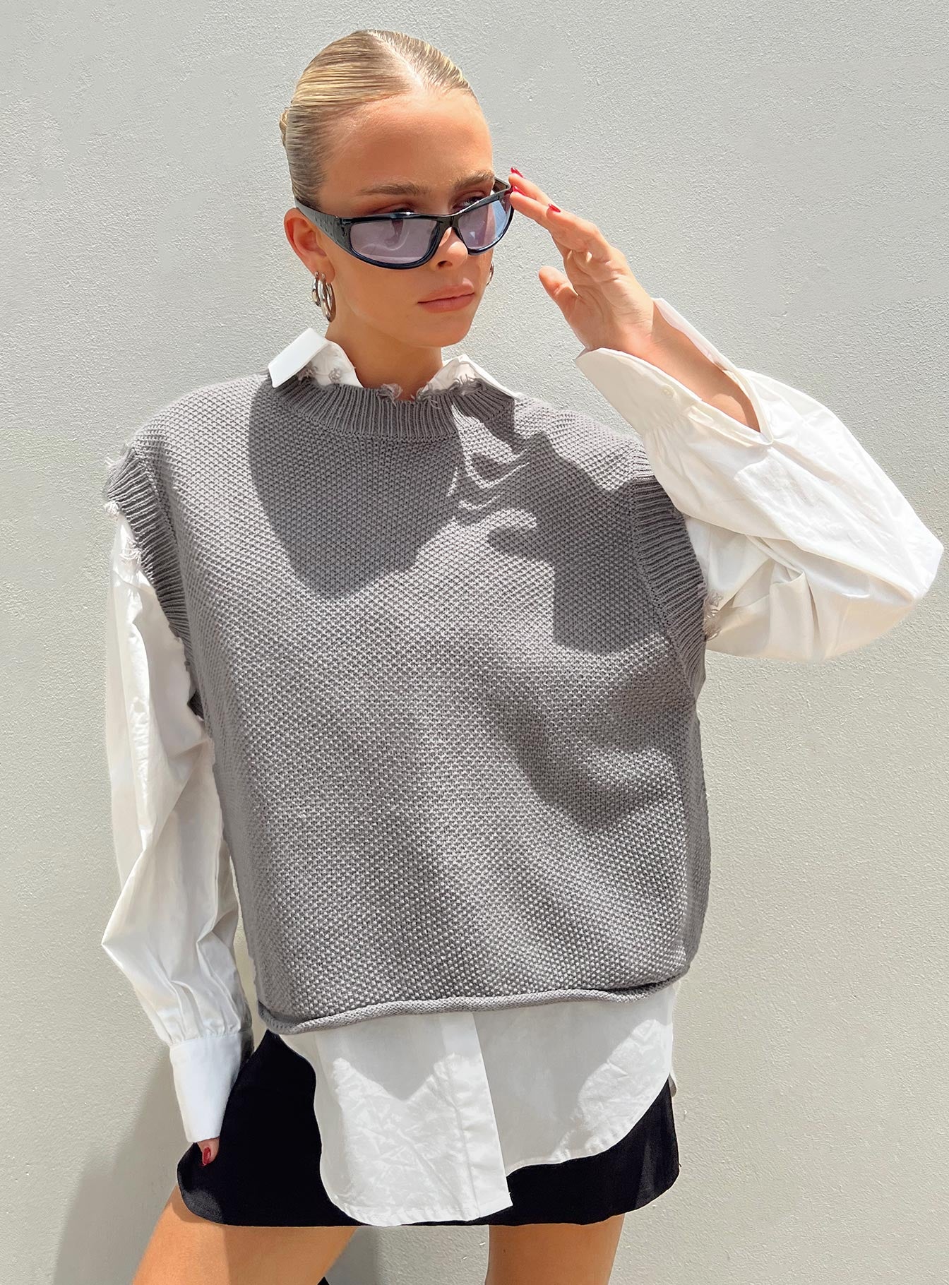 Adler Knit Vest Grey Princess Polly  long 