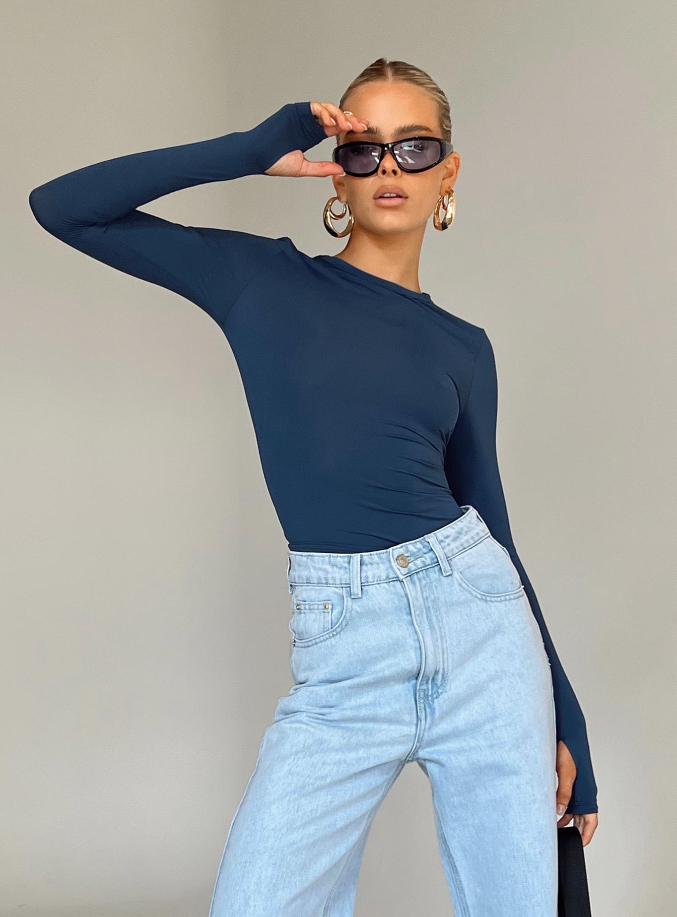 Farro long sleeve top navy