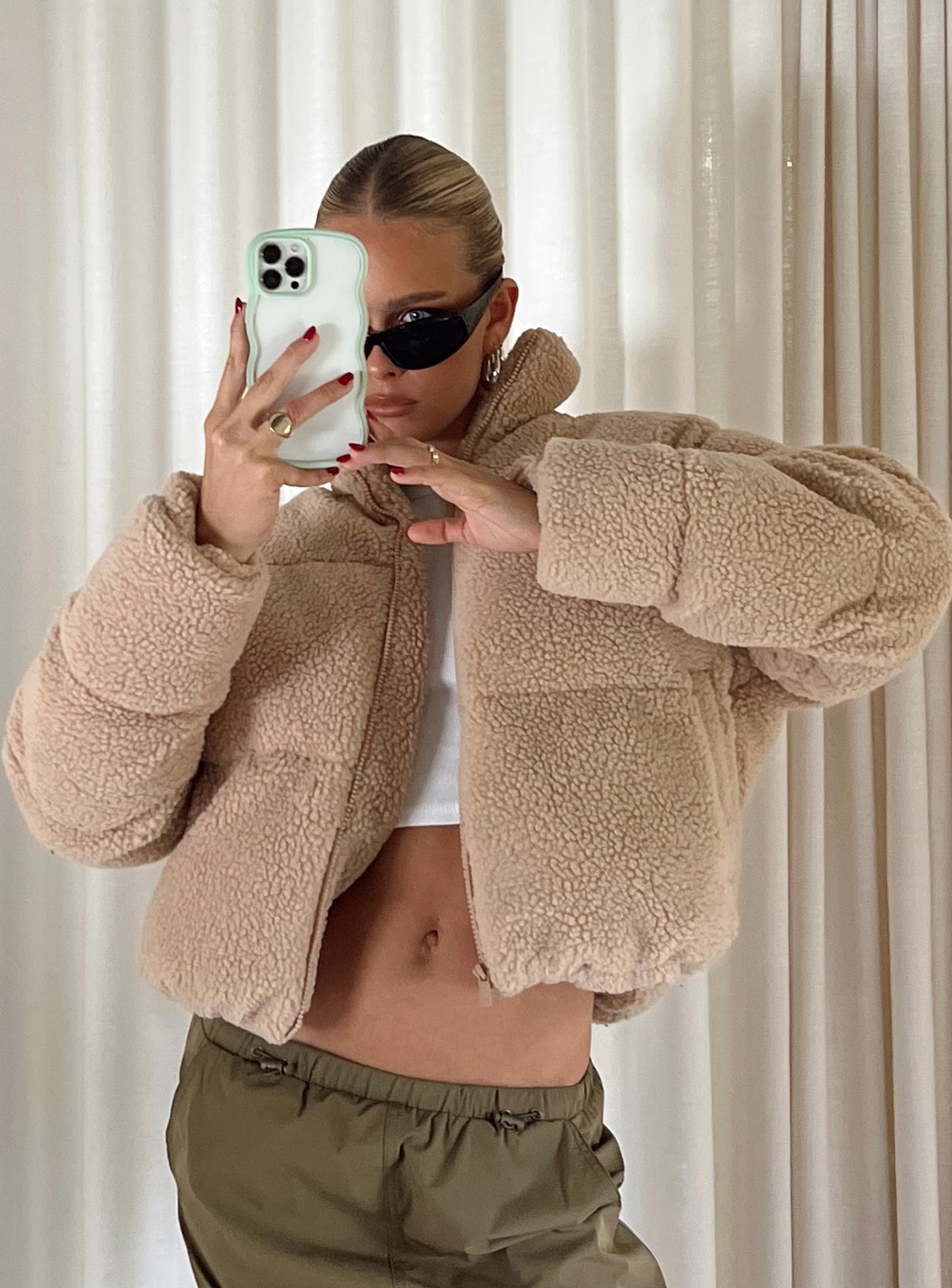 Princess Polly Beige Puffer Georgia Cropped Puffer Jacket Beige