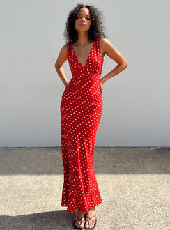 Nellie Maxi Dress Red Polka Dot | Princess Polly Nellie Maxi Dress Red Polka Dot | Princess Polly