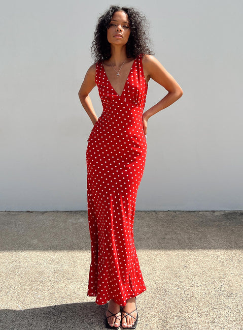 Nellie Maxi Dress Red Polka Dot | Princess Polly Nellie Maxi Dress Red Polka Dot | Princess Polly