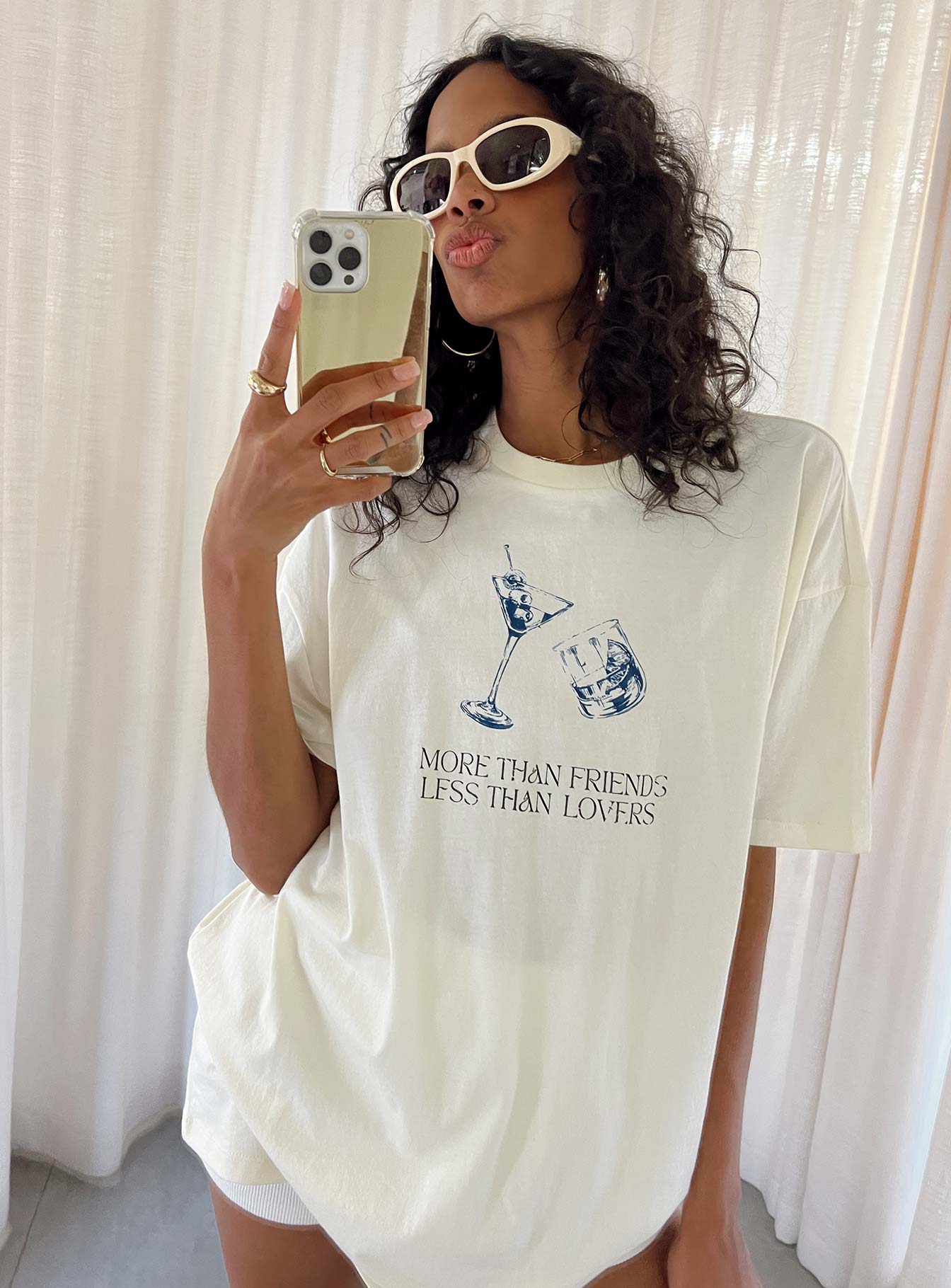 More than friends oversized top off white