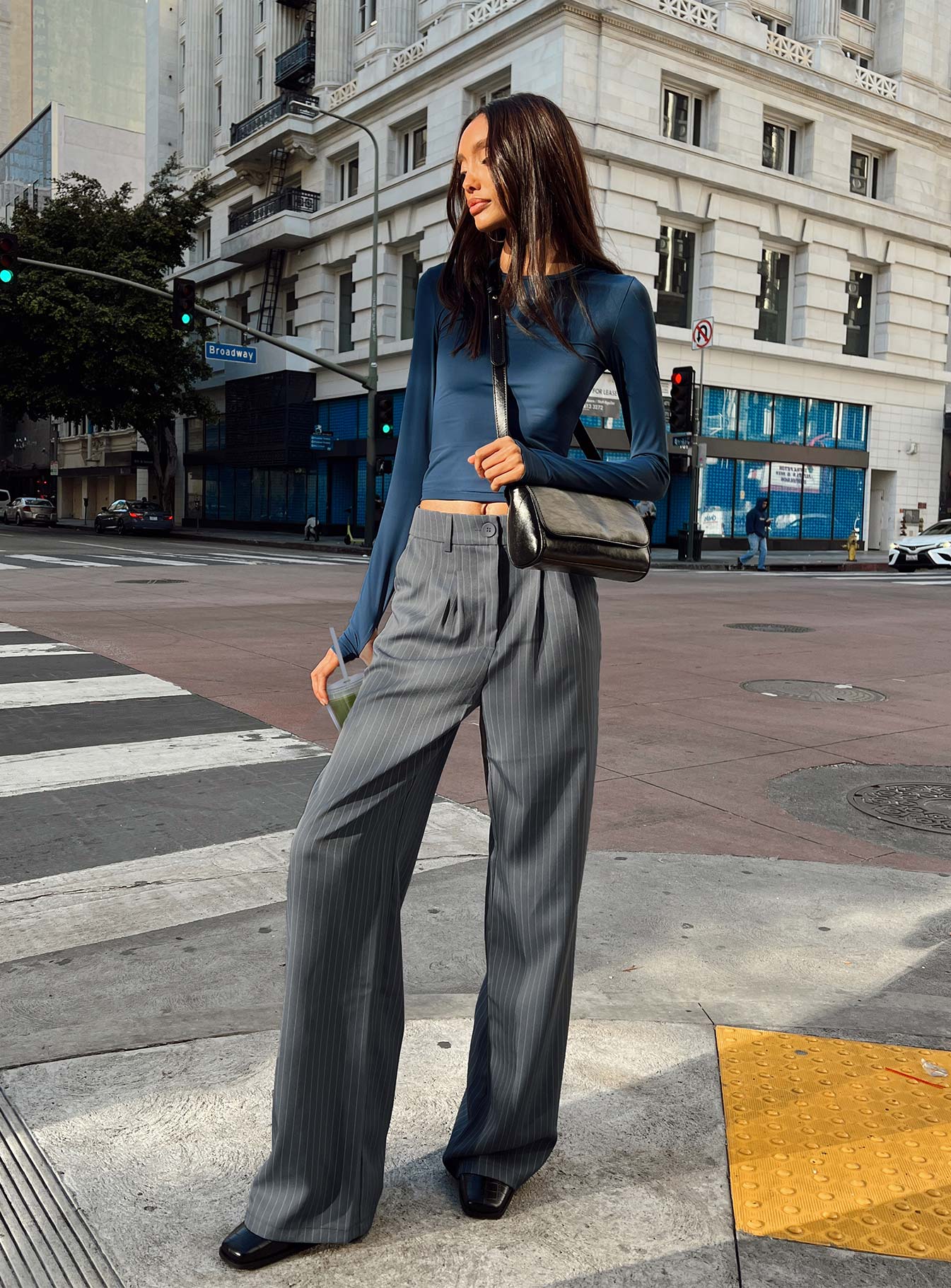Bando slim fit suit pants in gray pinstripe | ASOS