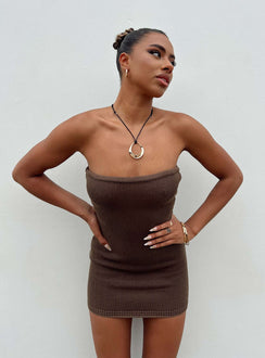 Flow Strapless Mini Dress Brown | Princess Polly Flow Strapless Mini Dress Brown | Princess Polly