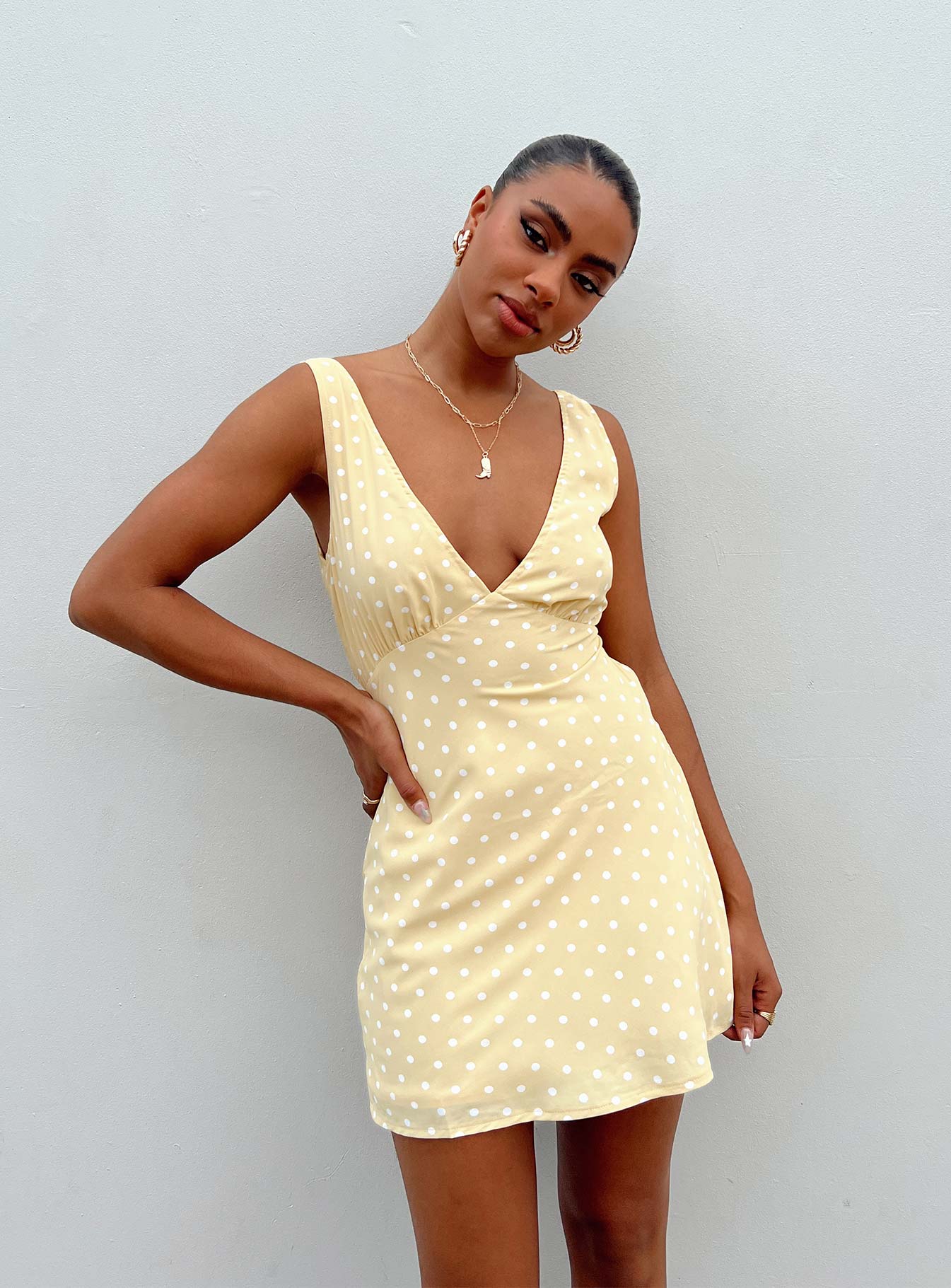 Nellie Mini Dress Yellow Polka Dot Nellie Mini Dress Yellow Polka Dot