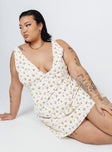 product Princess Polly Crew Neck  Nellie Mini Dress White / Yellow Floral Curve