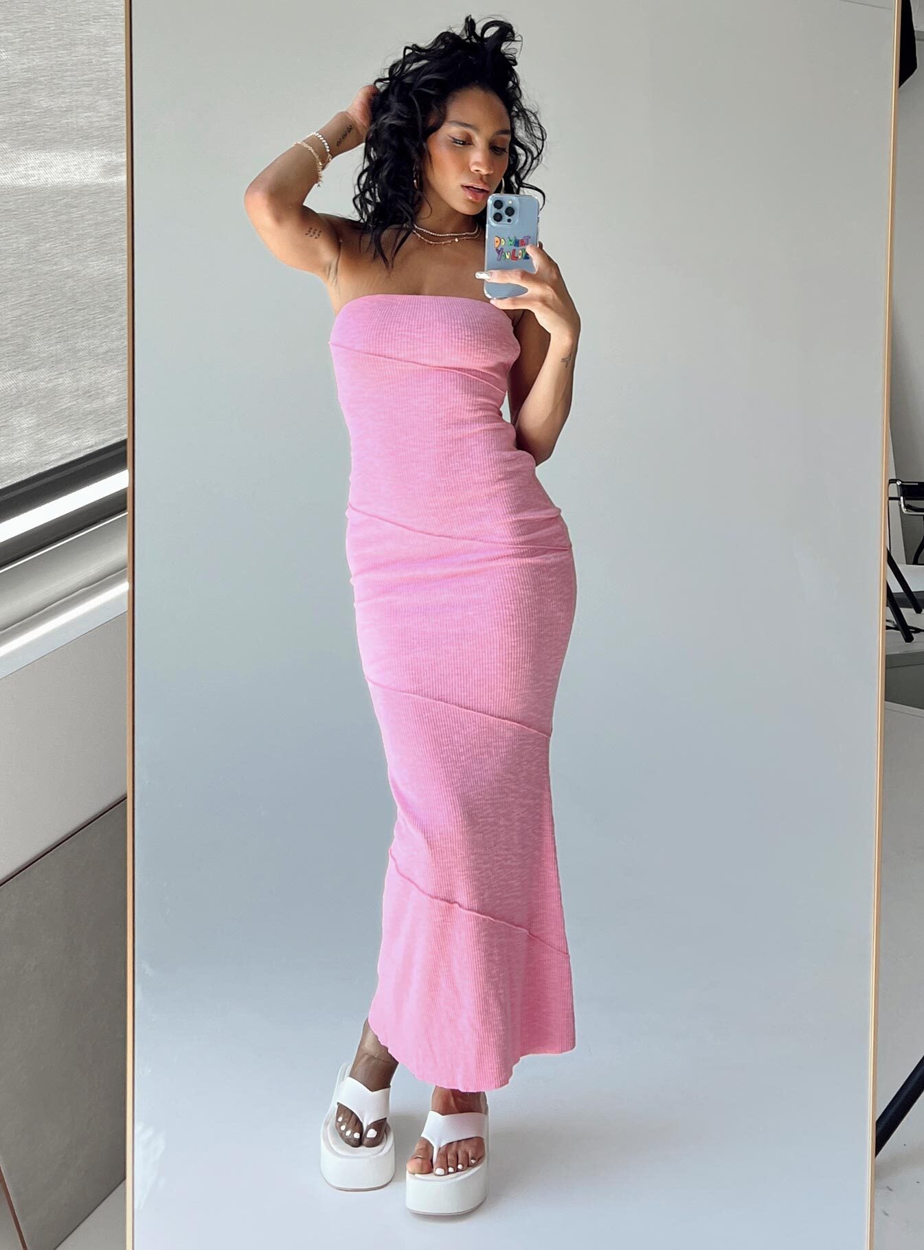 Oscar midi dress pink