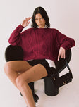Anaya Oversized Sweater Burgundy Princess Polly  long 