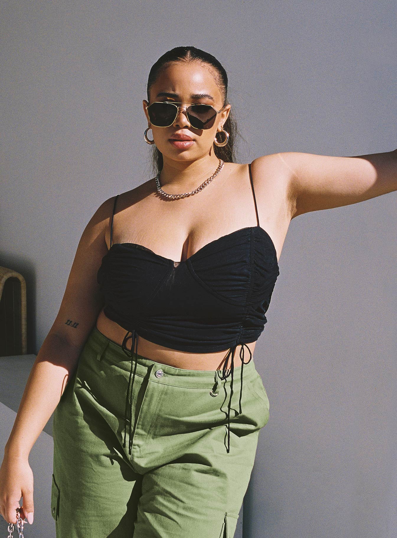 product Princess Polly Sleeveless Square Neck  Shine Bright Crop Top Black Curve