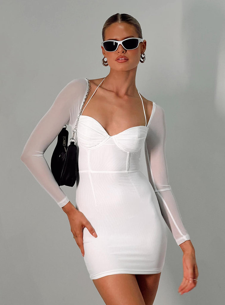 Princess Polly White Long Sleeve Dress