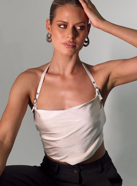 product Princess Polly Full Sleeves Sweetheart  Macedon Satin Top Champagne