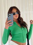 product Princess Polly Full Sleeves Full Sleeves Square Neck Square Neck  Zinnea Top Green