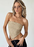 Princess Polly Sleeveless  Valmont Strapless Top Beige