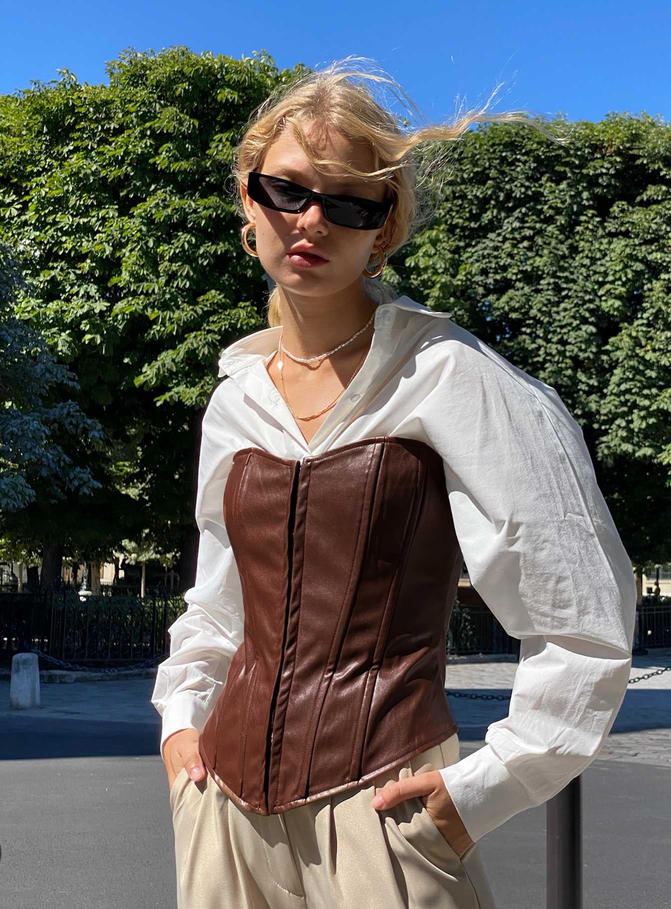 product Princess Polly Full Sleeves High Neck  Hayes Longline Bustier Brown