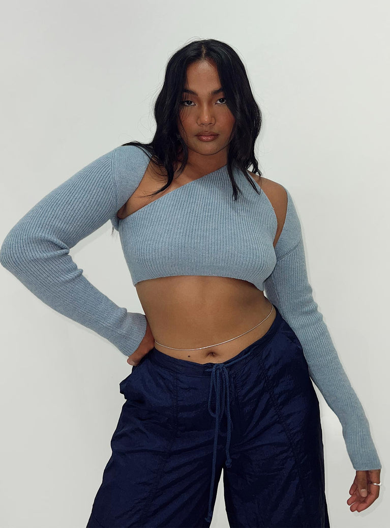Natalee Sweater Blue Princess Polly  Cropped 
