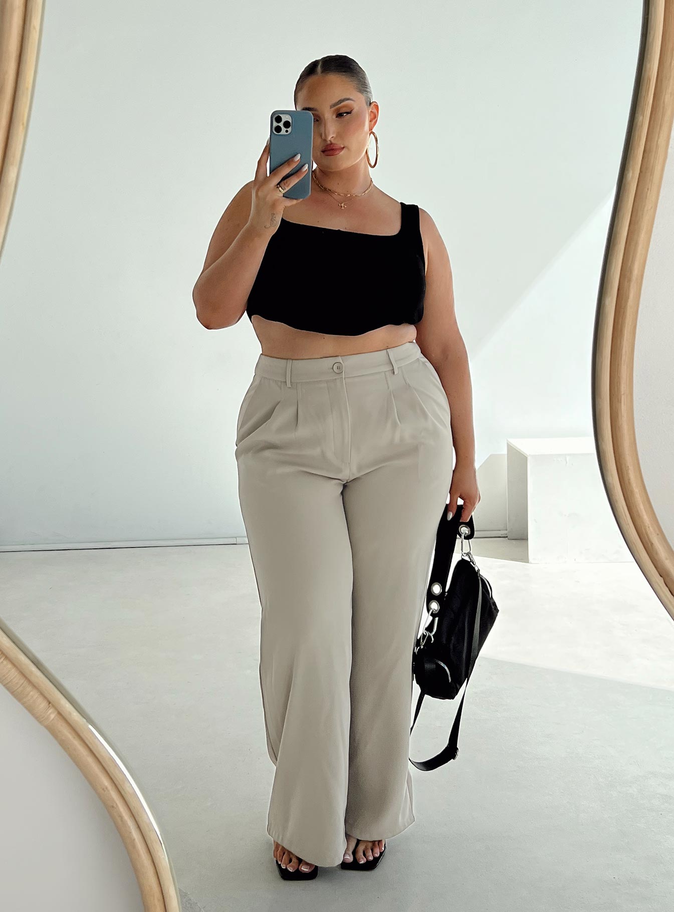 product Princess Polly High Waisted Pants  Archer Pants Taupe Curve