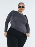 product Princess Polly Full Sleeves Asymmetric Neckline  Arnim Long Sleeve Top Grey Curve