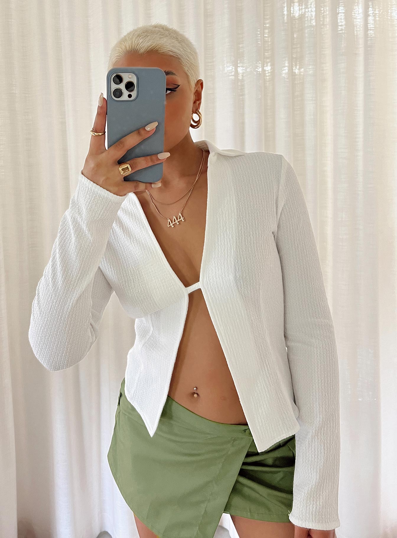 product Princess Polly Full Sleeves Plunger  Haddock Long Sleeve Top White