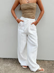 front view of model wearing Princess Polly Kahlil Pants White 