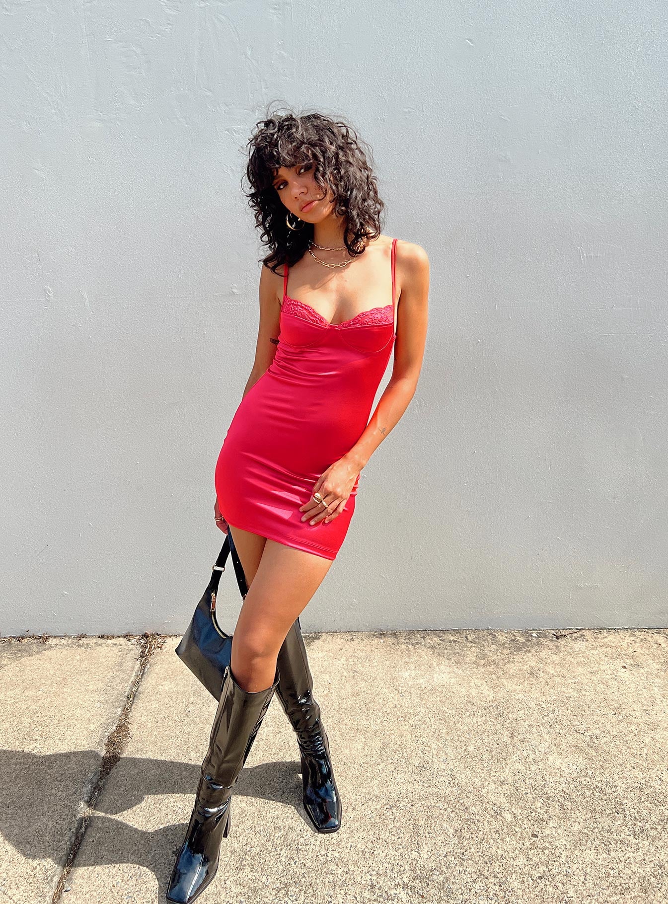 product Princess Polly Asymmetric Neckline  Motel Lesty Dress Red