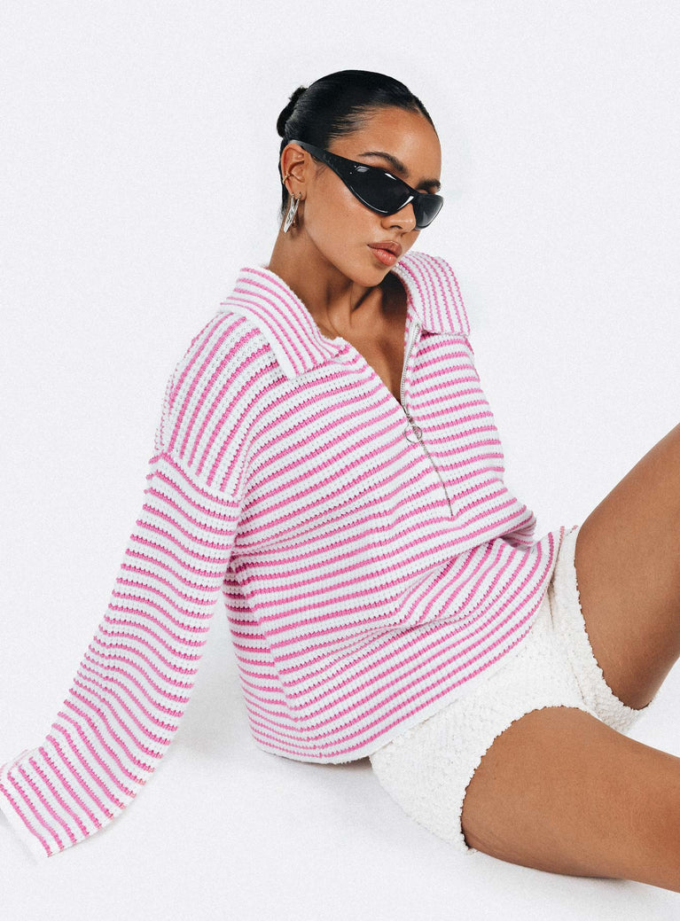 Willbar Oversized Sweater Pink / White Princess Polly  long 