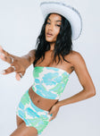 Nate Strapless Top Blue / Green