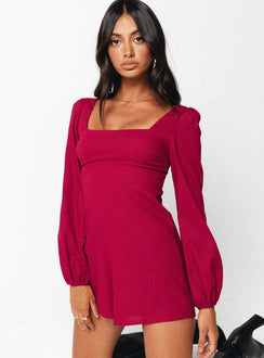 Hastings Long Sleeve Romper Burgundy Square Neck 