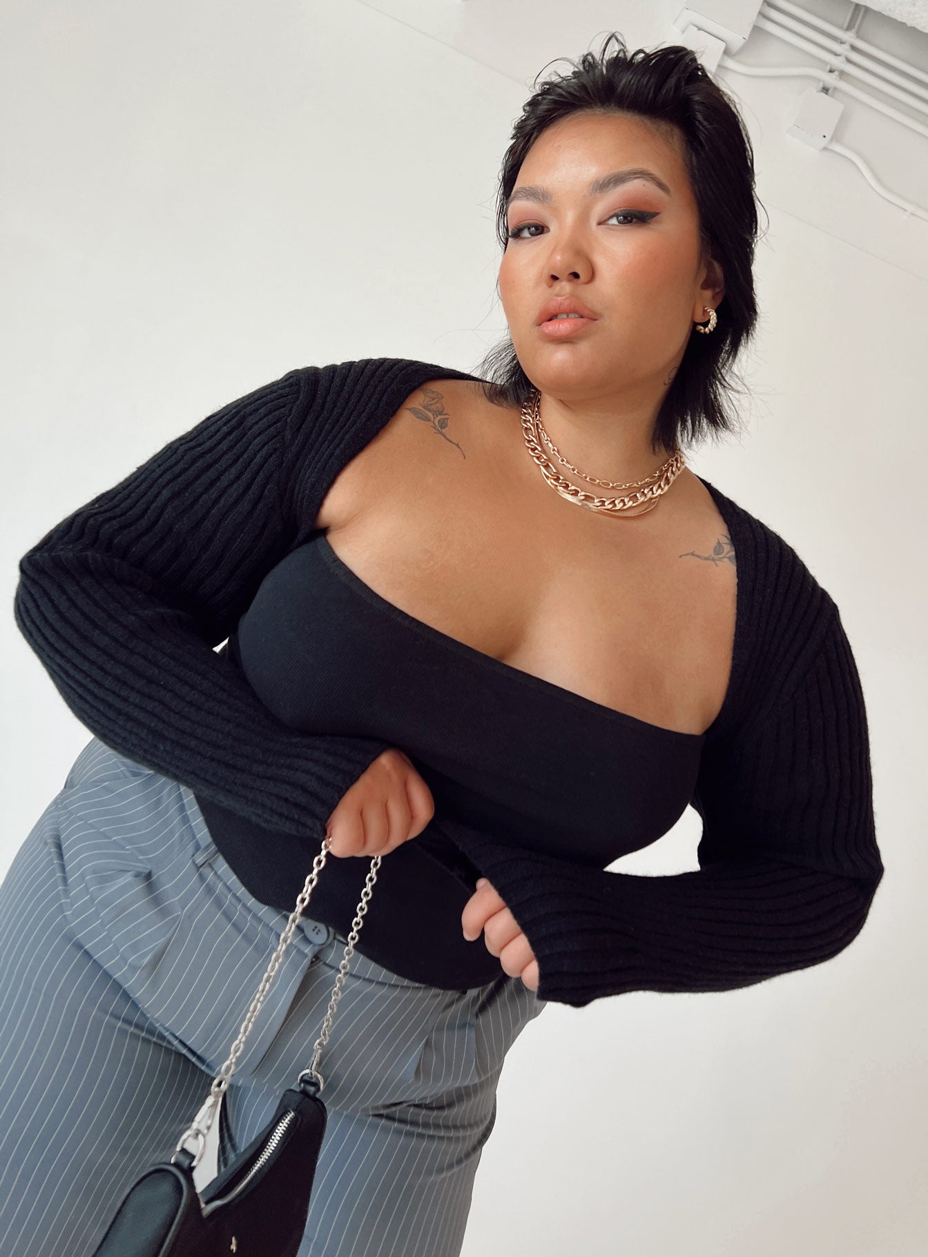 Aytan Bolero Sweater Black Curve Princess Polly  Cropped 