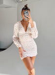 front view of model wearing Princess Polly Sawyer Long Sleeve Mini Dress Multi 