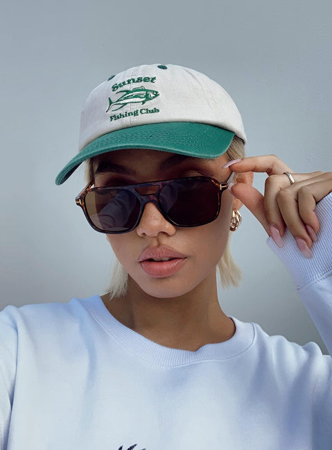 Sunset Fishing Club Dad Cap Green